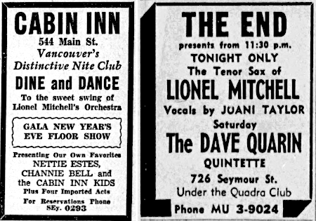 Newspaper ads about Lionel Mitchell from 1940 and 1964